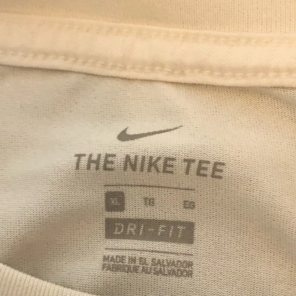 Nike Women's Dri-Fit Tee Cream with Pink/Purple/Yellow Nike Loga Size XL